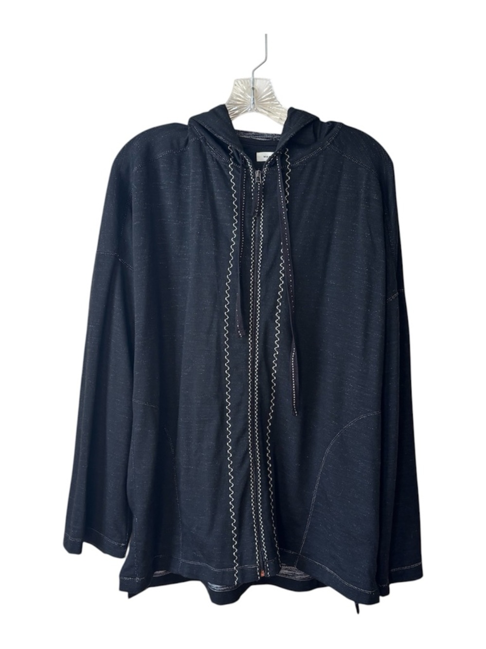 NWT Max Studio Sweatshirt Black Hooded M Warm Up With Contrast Stitching Boho